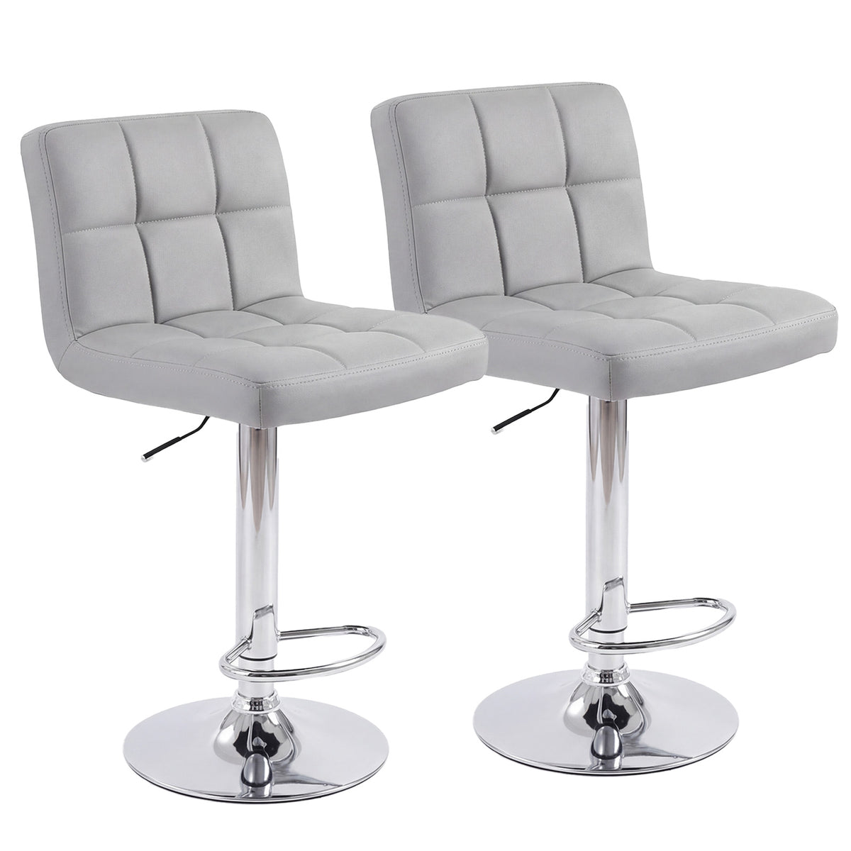 Bar Stools Set Of 2, Counter Height Barstools,Square Seat Cushion Barstool With Back, Height Adjustable PU Leather Swivel Barstool — product image 1