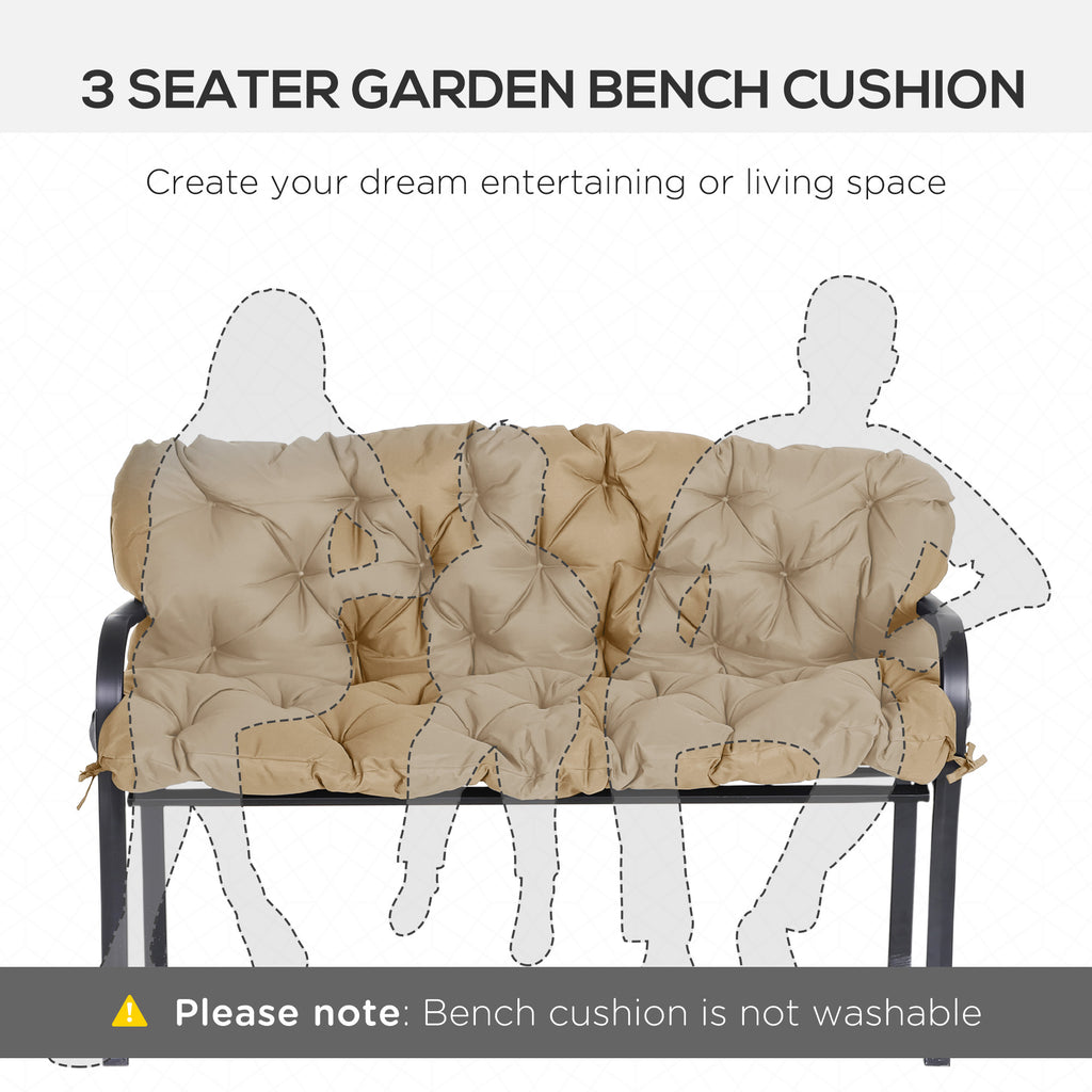 59" x 38" Tufted Bench Cushion for Outdoor Furniture, 3-Seater Replacement for Swing Chair, Patio Sofa/Couch, Khaki — product image 2