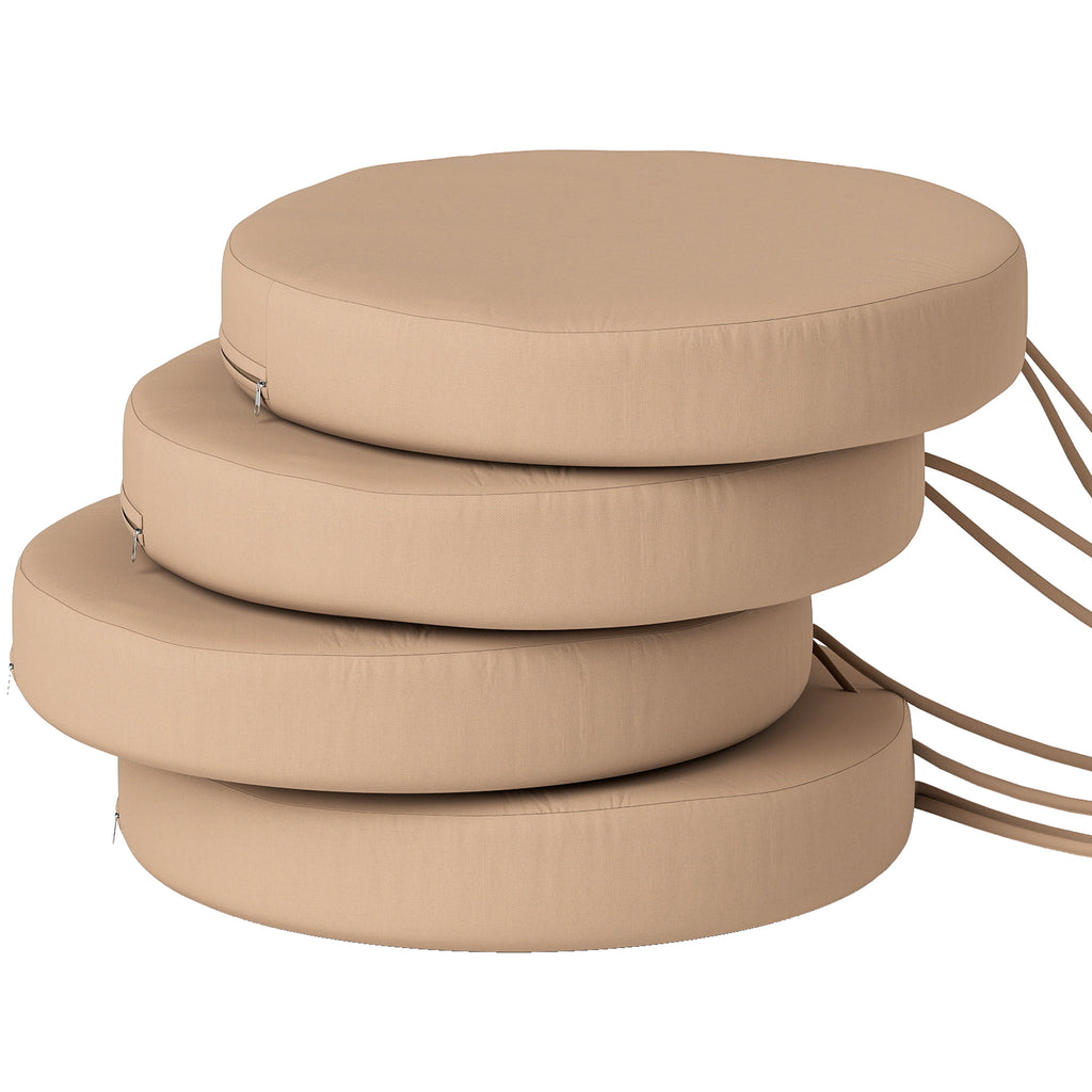 Patio Chair Cushions Set of 4 Round Seat Cushions for Dining Bistro Chairs Machine Washable, 15" x 15" x 3", Khaki — product image 1