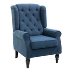 Fabric Tufted Club Accent Chair with Wooden Legs — Blue — product image 1