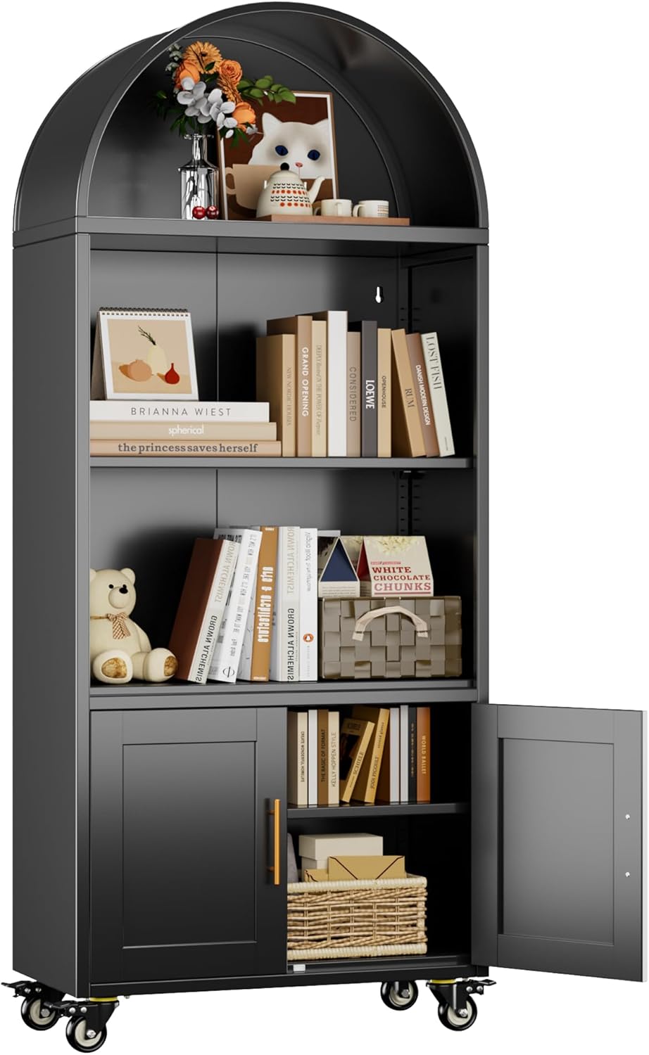 Metal Arched Bookcase with Wheels — product image 1