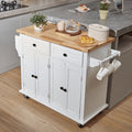 VEVOR Kitchen Island Cart With Solid Wood Top, 35.4 Width Mobile Carts With Storage Cabinet, Rolling Kitchen Table With Spice Rack, Towel Rack, And Drawer, Portable Islands On Wheels, White — product image 2