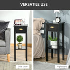 2-Tier Side Table with Drawer Shelf, End Table for Living Room Hallway, Black — product image 2