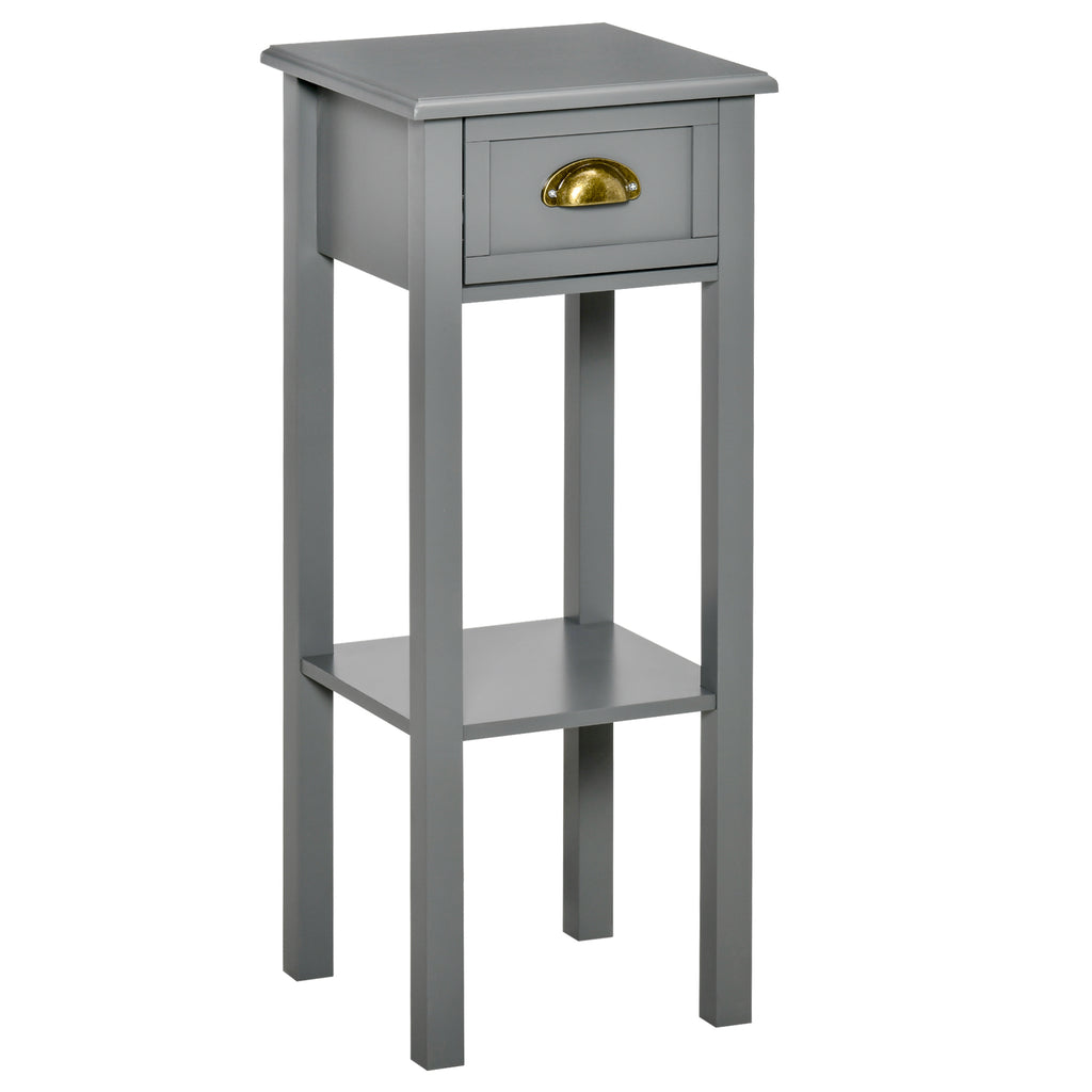 2-Tier Tall Side Table — Nightstand End Table with Drawer & Bottom Shelf for Living — product image 1