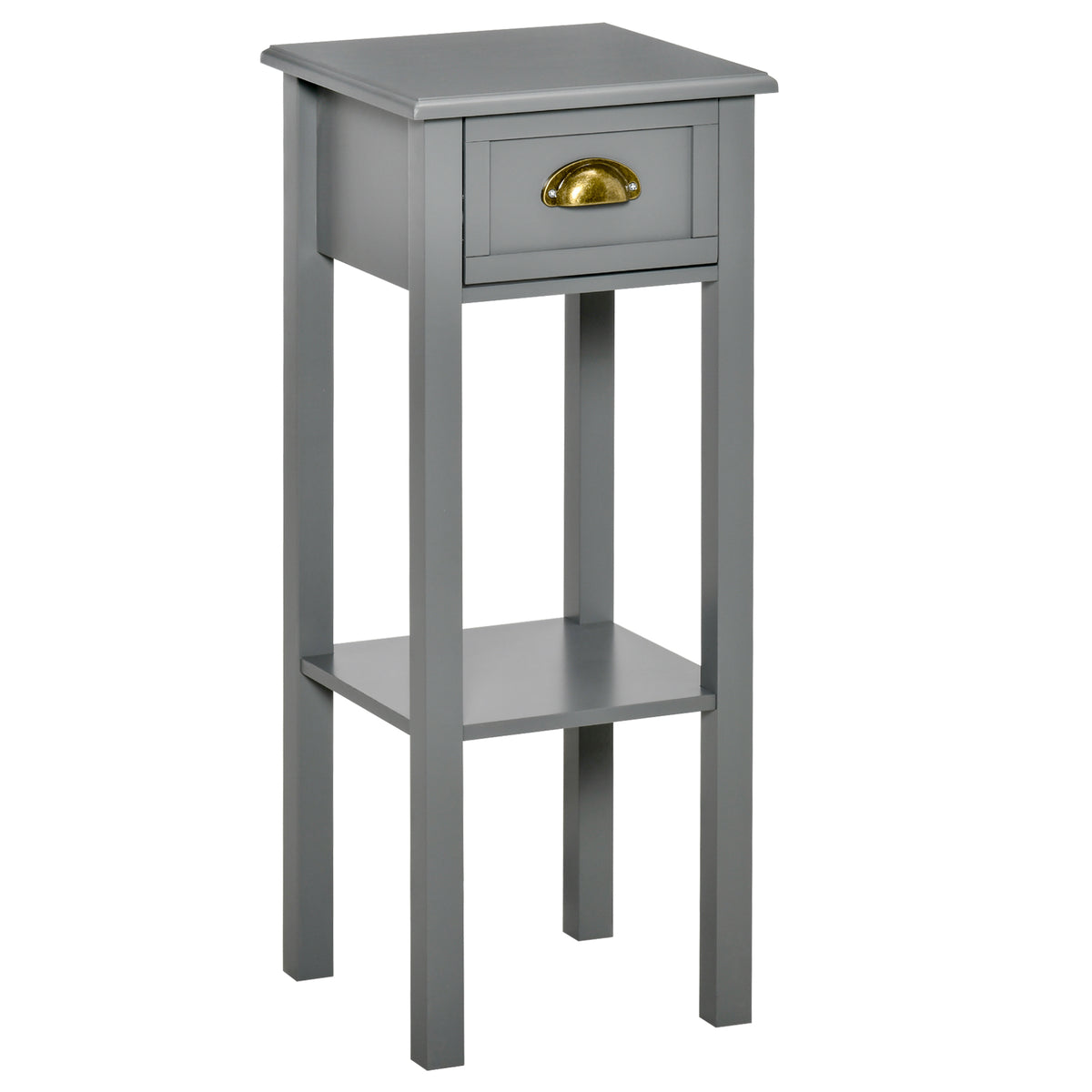 2-Tier Tall Side Table — Nightstand End Table with Drawer & Bottom Shelf for Living — product image 1