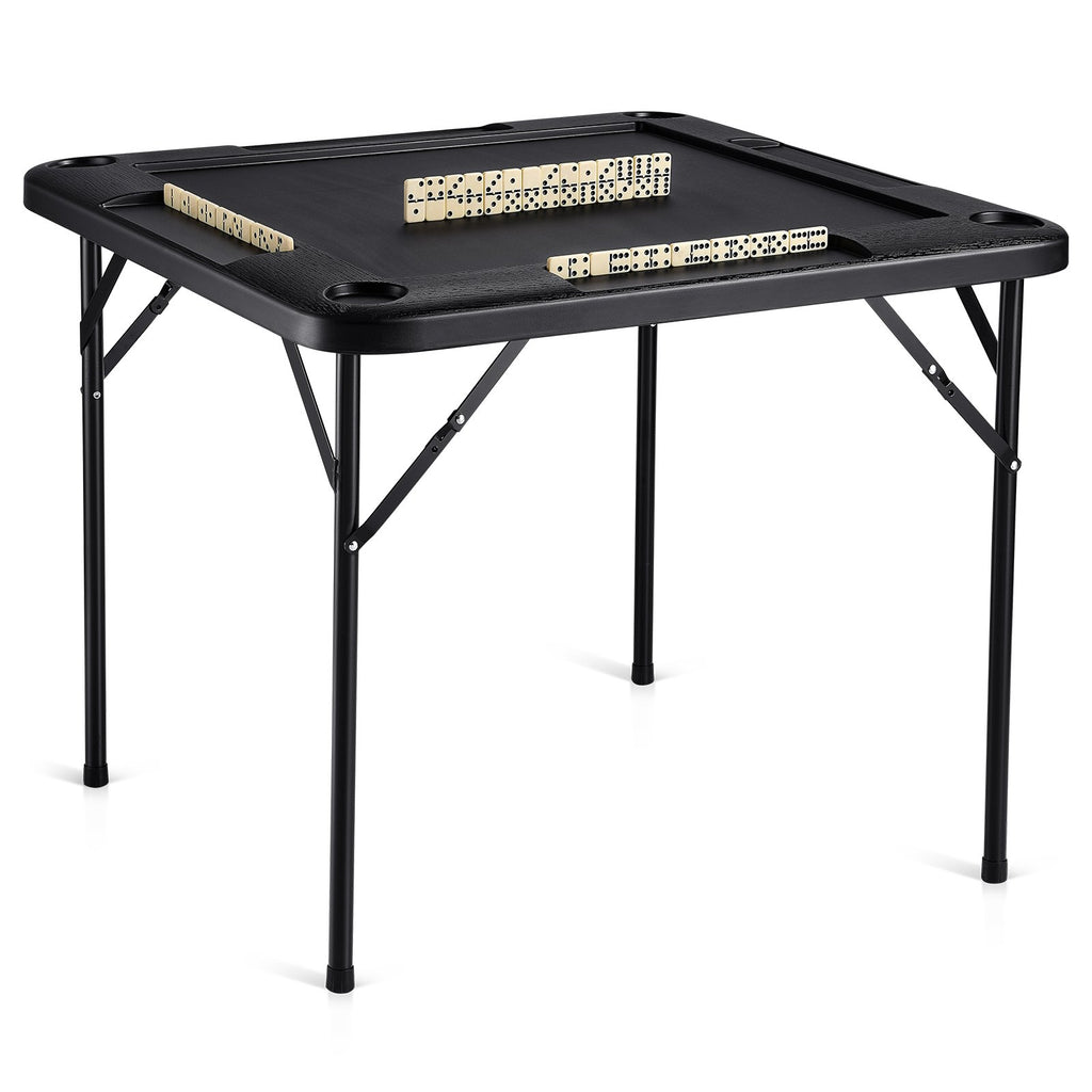 Mahjong Table 4 Player Folding Card Table & 4 Cup Holders Chip Trays Black — product image 2