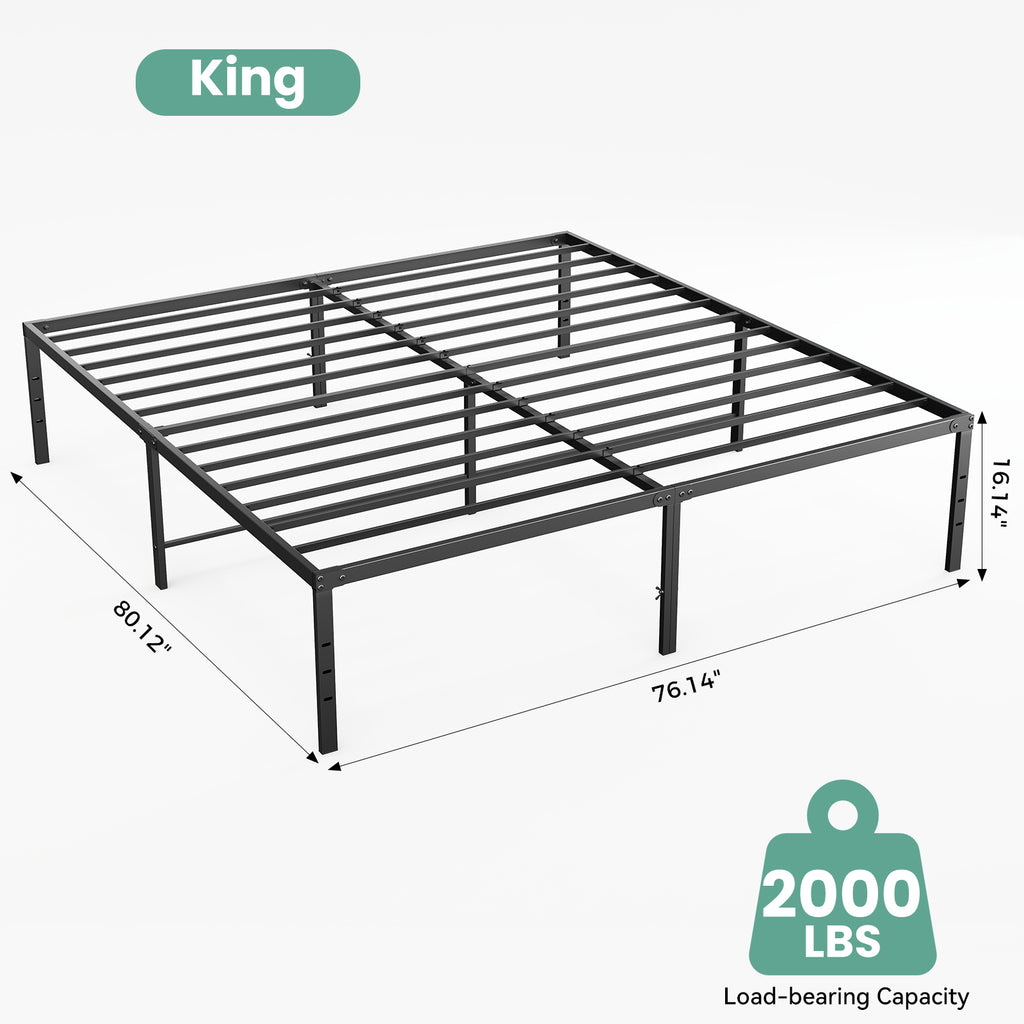 Queen steel platform bed frame — view 2