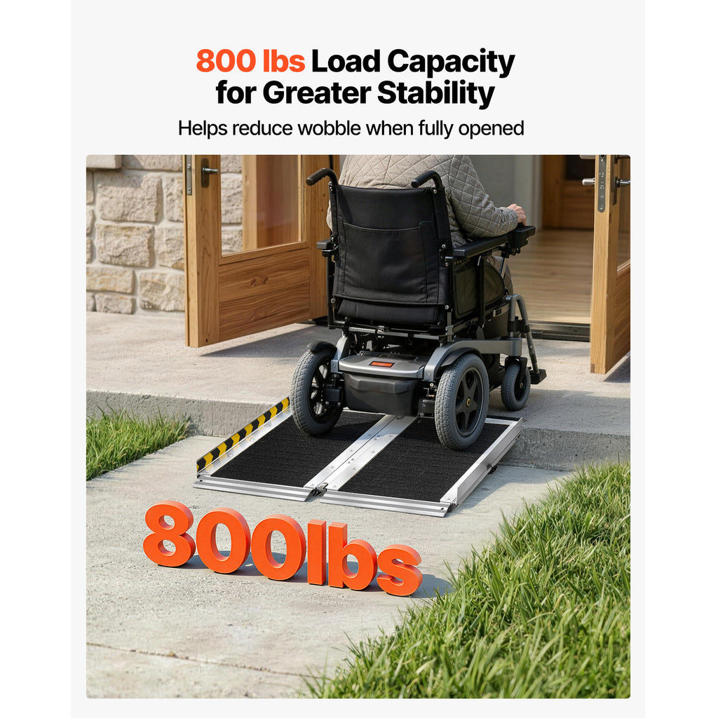 Portable Wheelchair Ramp, 2FT, Non-Slip Aluminum Folding Handicap Ramp For Wheelchair, 800 Lbs Capacity, Door Threshold Ramps For Home Steps, Stairs, Entry, Threshold, Doorways, Scooter, Curbs — product image 3