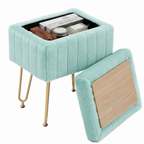 Camel faux-fur storage stool — view 2