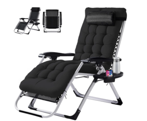 Black zero-gravity patio recliner