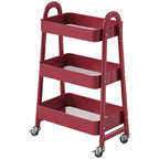 3-Tier Rolling Cart, Metal Utility Storage Cart, Lockable Wheels, For Living Room, Bathroom, Kitchen And Narrow Spaces — product image 2