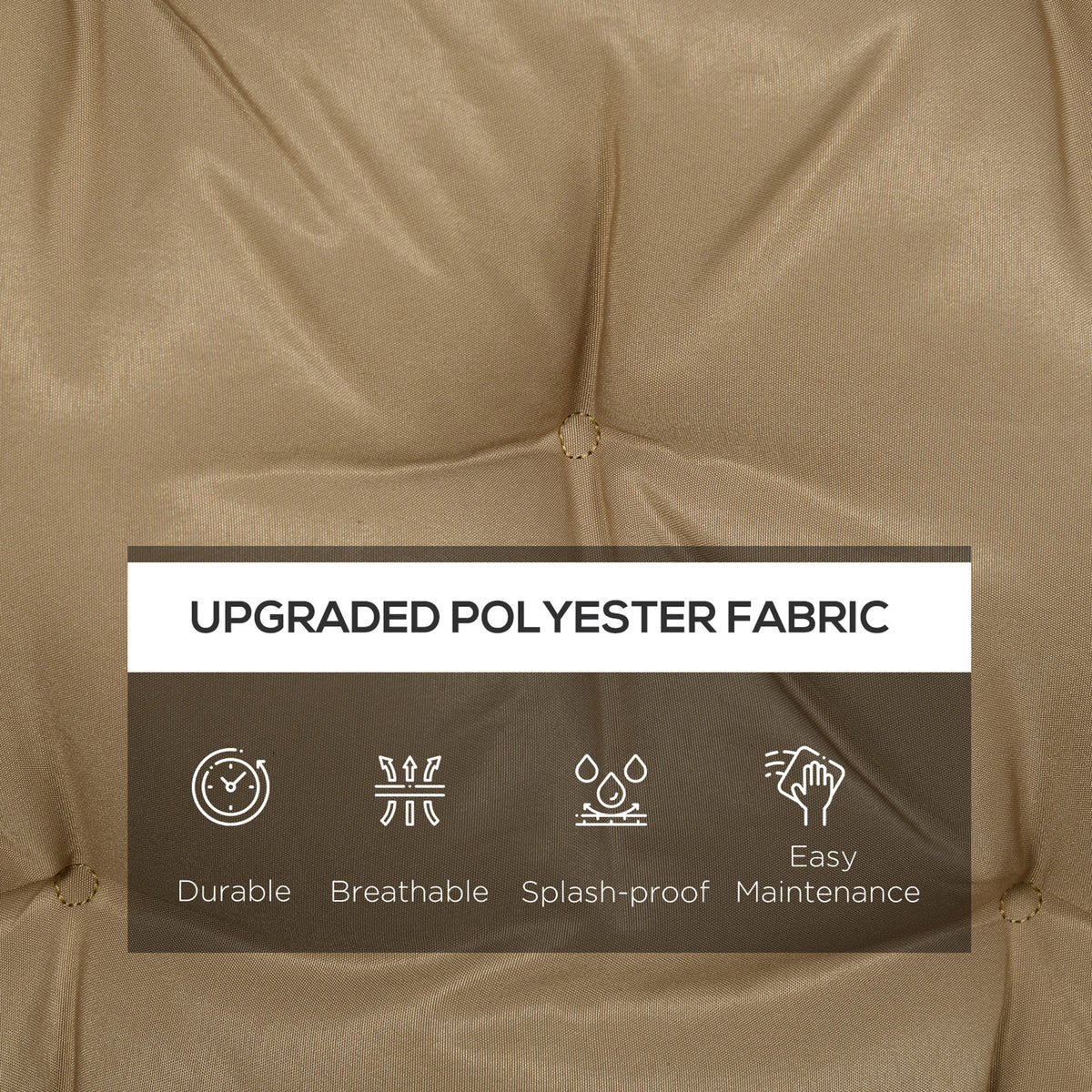 59" x 38" Tufted Bench Cushion for Outdoor Furniture, 3-Seater Replacement for Swing Chair, Patio Sofa/Couch, Khaki — product image 3