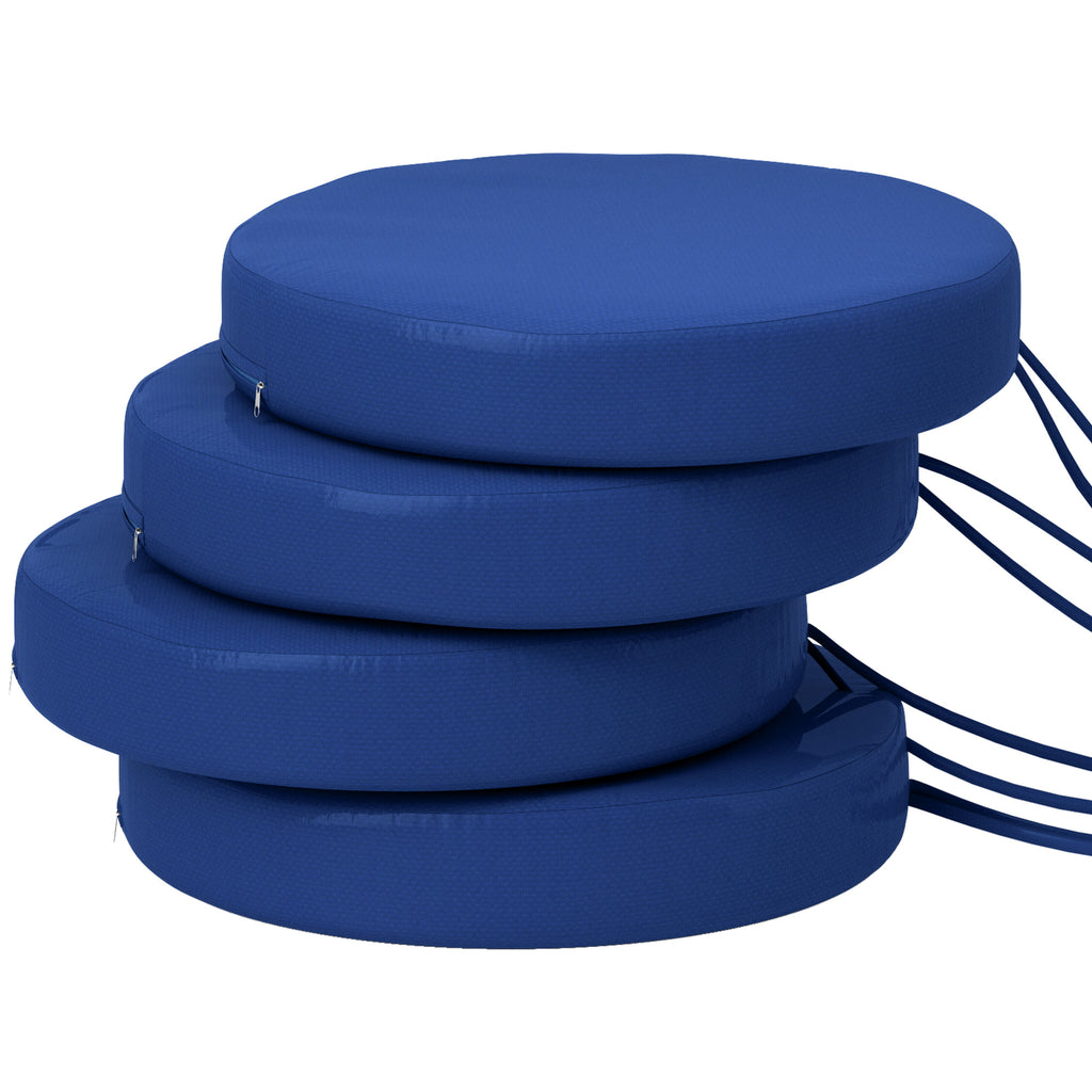 Patio Chair Cushions Set of 4 Round Seat Cushions for Dining Bistro Chairs Machine Washable, 15" x 15" x 3", Navy Blue — product image 1