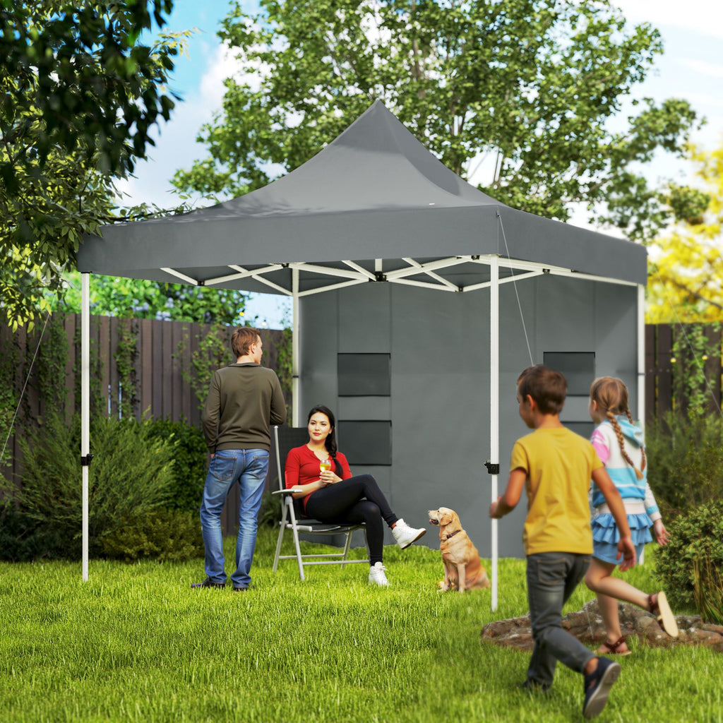 10 x 10 Heavy Duty Pop Up Canopy Tent with Sidewall, UPF50+ Instant Sun Shelter with Storage Pockets, Gray — product image 2