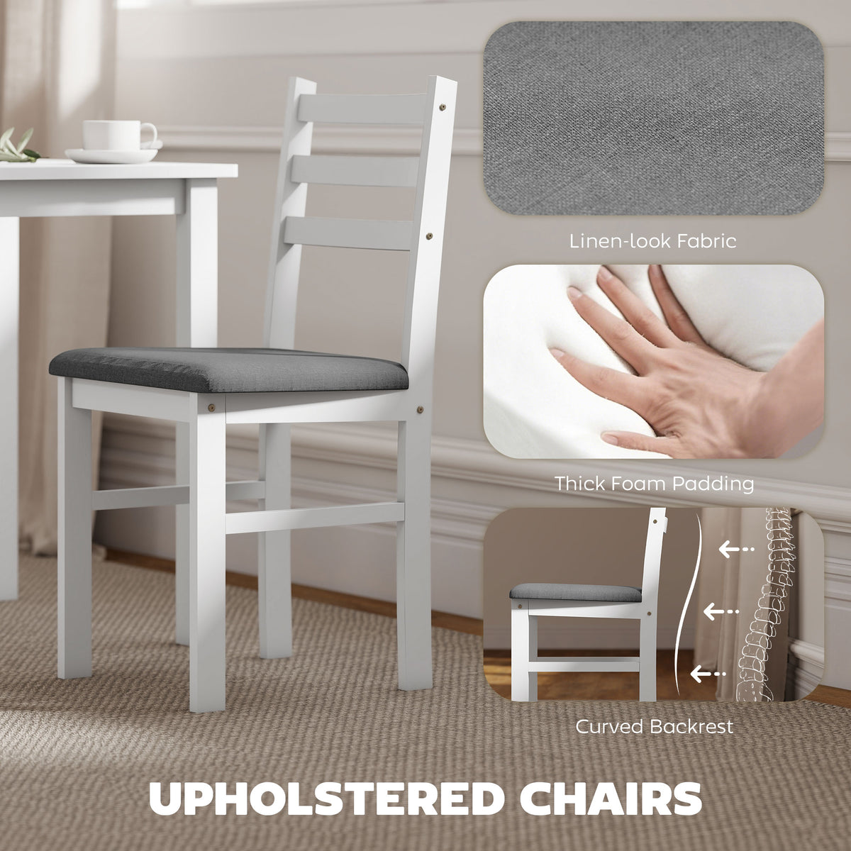 5-Piece Small Kitchen Table Set for 4 — Farmhouse Dining Table Set with Upholstered Chairs — product image 3