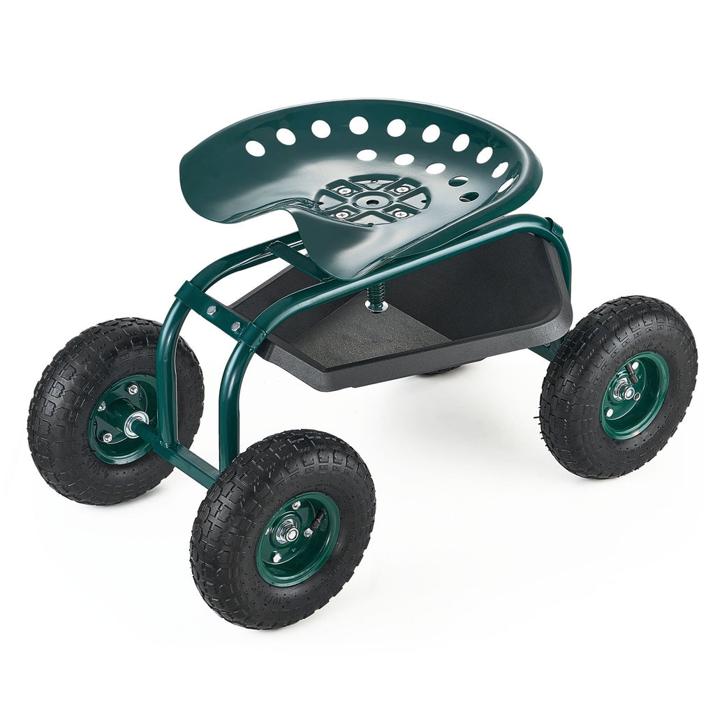 VEVOR  Rolling Garden Cart With Swivel Seat, Heavy Duty Garden Seat With Storage Basket & Tool Tray, 300 Lbs Weight Capacity, Outdoor Utility Gardening Stool Scooter For Lawn Yard Planting Weeding — product image 1