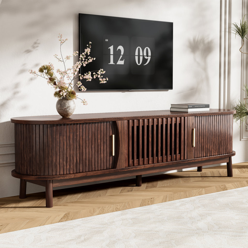 Modern Farmhouse TV Stand for 75 TVs — Wood Entertainment Center with Storage Cabinet — product image 1
