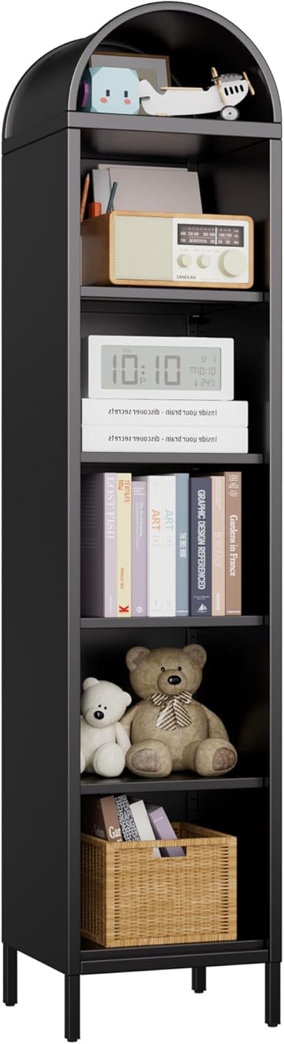 Narrow Arched Bookshelf — 6-Tier Metal Arch Bookcase — product image 1