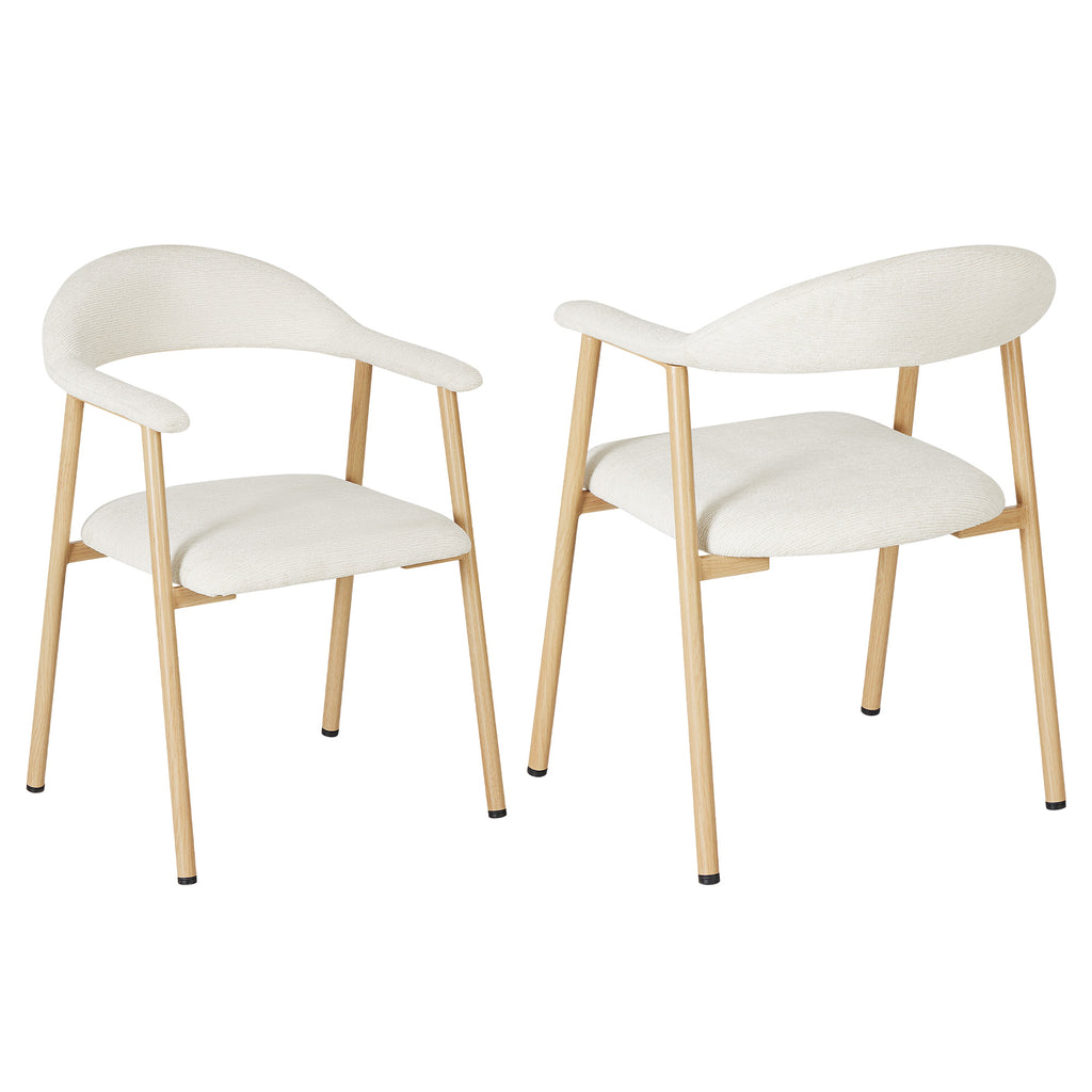 2 Chair Set - A Modern Kitchen Side Chair Set With Curved Backrests And Linen Upholstery, Accompanied By Metal Decorative Chairs — product image 2