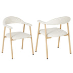 2 Chair Set - A Modern Kitchen Side Chair Set With Curved Backrests And Linen Upholstery, Accompanied By Metal Decorative Chairs — product image 2