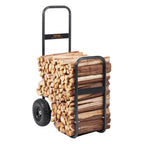 Firewood Log Cart, 250 Lbs Capacity, Outdoor And Indoor Wood Rack Storage Mover With PU Wheels  Waterproof Cloth, Heavy Duty Steel Dolly Hauler, Firewood Carrier For Fireplace, Fire Pit, Black — product image 1