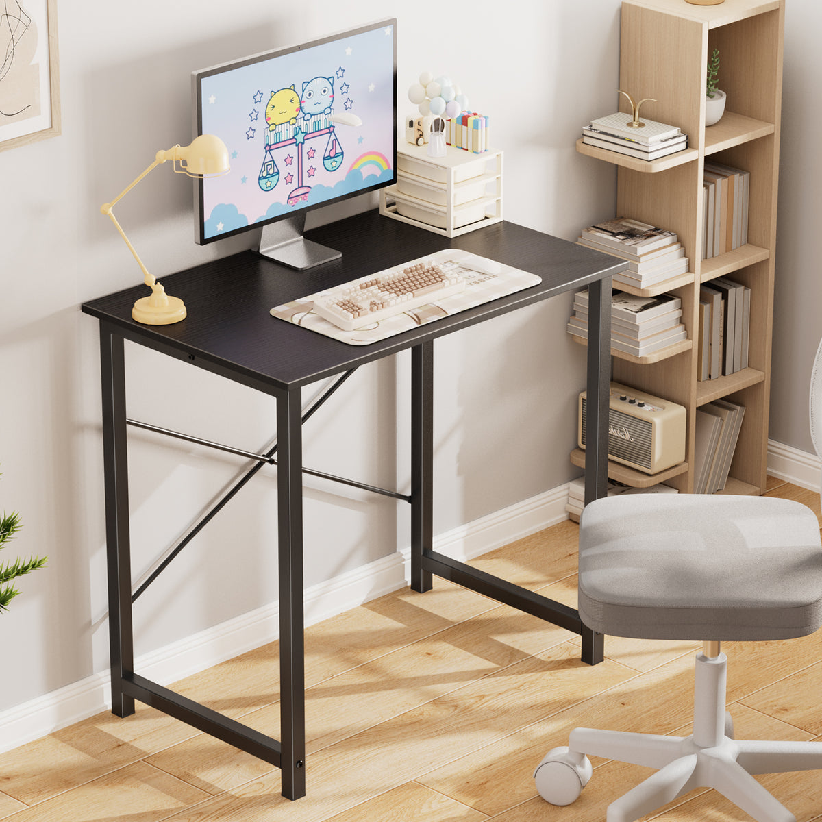 Black compact home office desk