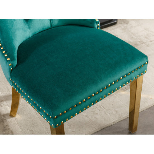 High-End Tufted Solid Wood Contemporary Velvet Upholstered Dining Chair with Golden — product image 3
