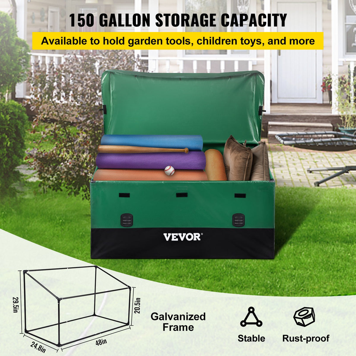 Outdoor Storage Box Patio Deck Box 150 Gallon Waterproof PE Tarpaulin — product image 2