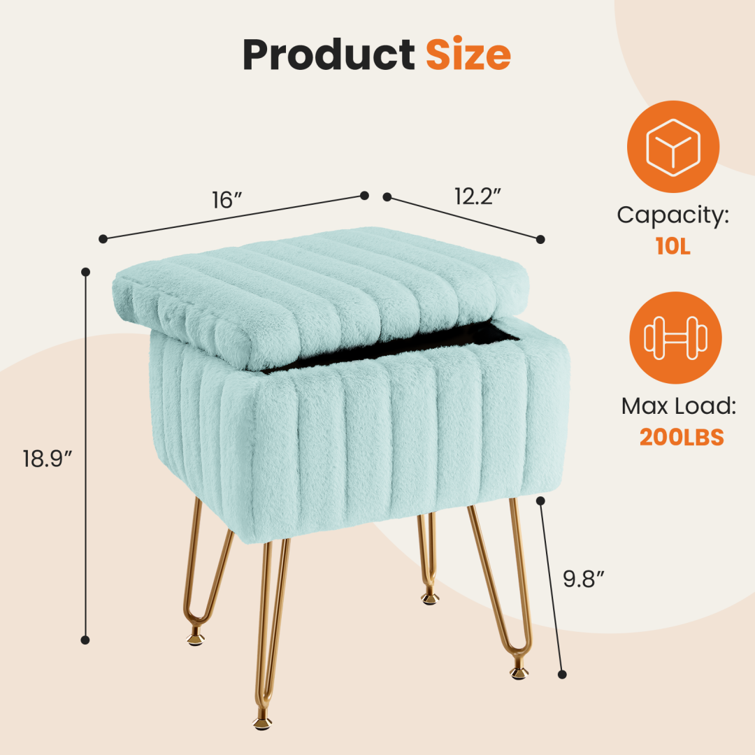 A Low Stool With Storage Function, Featuring 4 Metal Legs, Suitable For Use In The Bathroom, Living Room And Bedroom. — product image 2