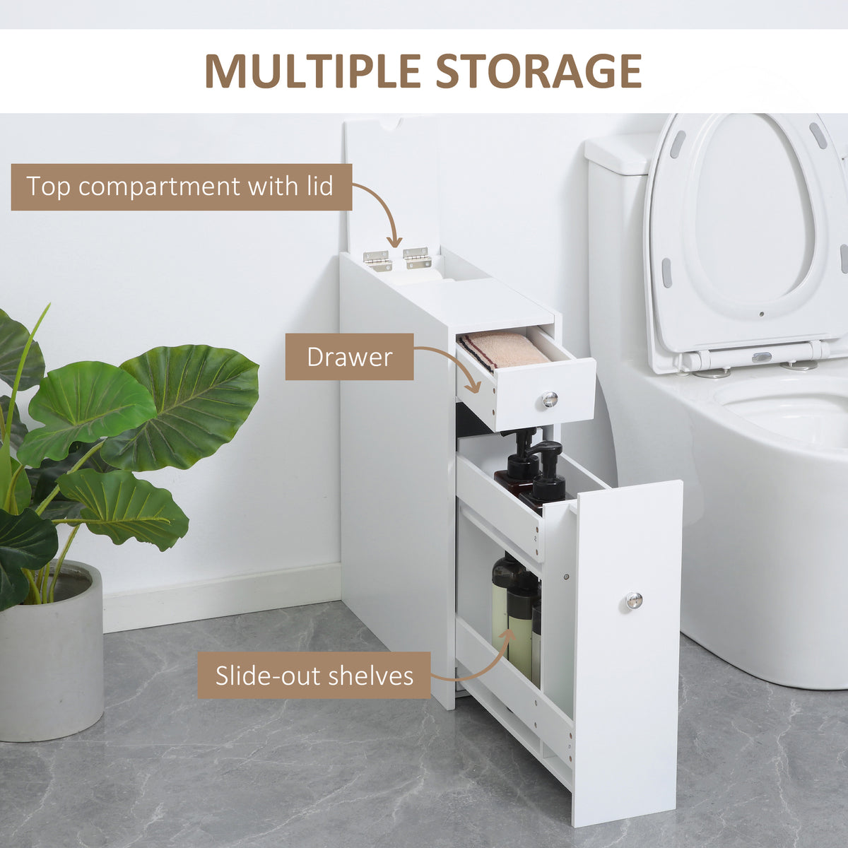 Bathroom Floor Organizer Free Standing Space Saving Narrow Storage Cabinet Bath — product image 3