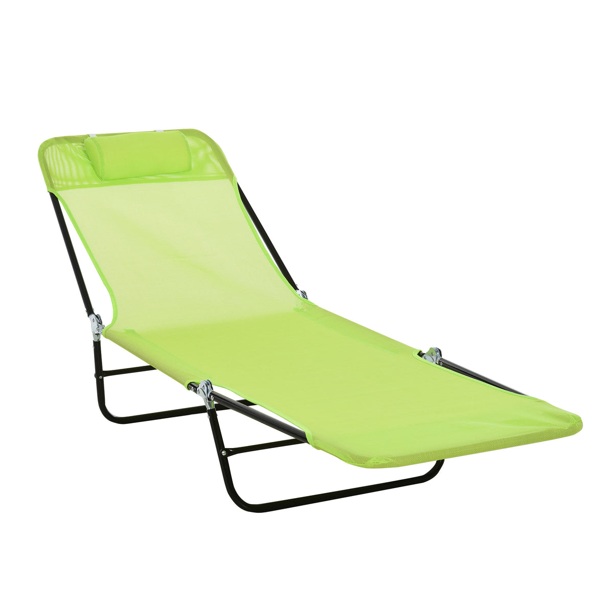 Folding Chaise Lounge Chair, Pool Sun Tanning Chair, Outdoor Lounge Chair with Reclining Back, Breathable Mesh Seat, Headrest for Beach, Yard, Patio, Green — product image 1