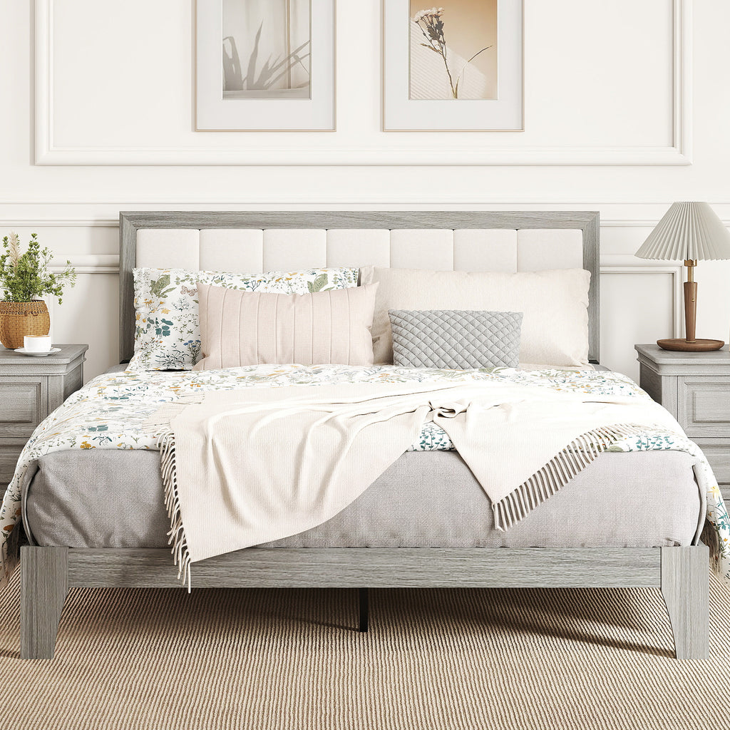 Queen Bed Frame with Headboard Queen Platform Bed Frame with Wooden Slats No Box — product image 2