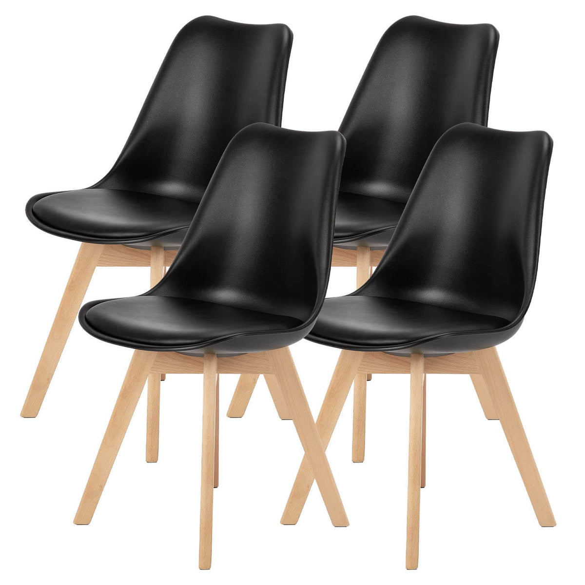 Black upholstered dining chairs — view 3