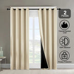 Polyester Grommets Thermal Insulated With Coated Lining 52 In. W X 84 In. L Indoor Blackout Curtains Set Of 2 — product image 1