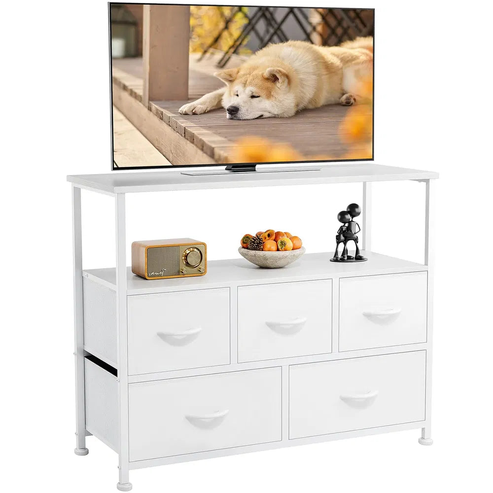 Dresser For Bedroom, Chest Of Drawers, 5 Drawer Dresser, Closet Fabric Dresser With Metal Frame Tv Stand — product image 1