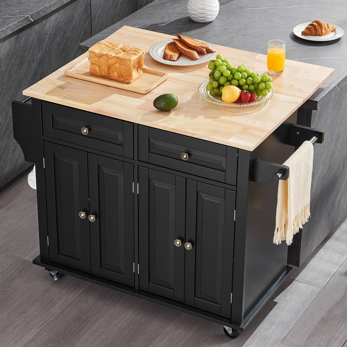 Kitchen Island Cart Rolling Storage Cabinet on Wheel with Drawer & Shelves — product image 1