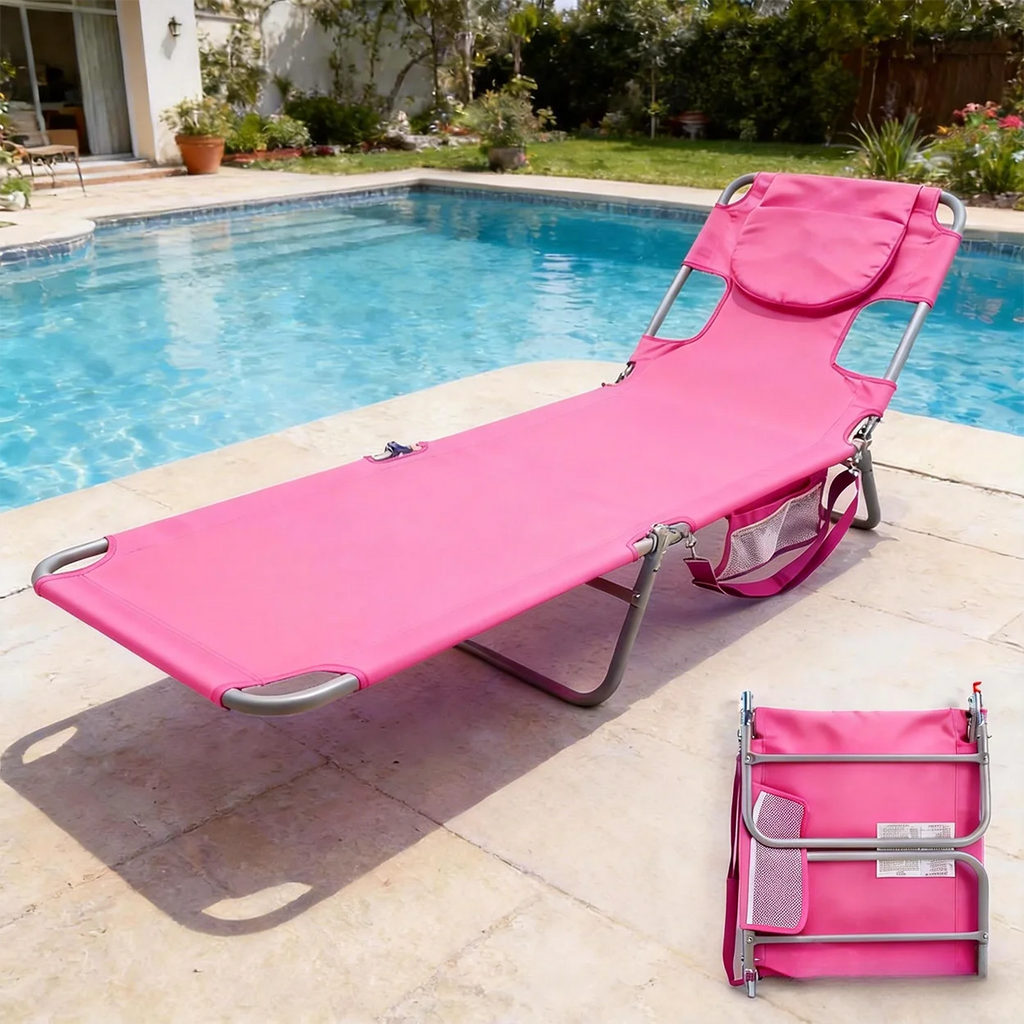Foldable And Adjustable Lounge Chair, Portable Beach Chair, Equipped With Backpack Straps And Side Pockets — product image 1
