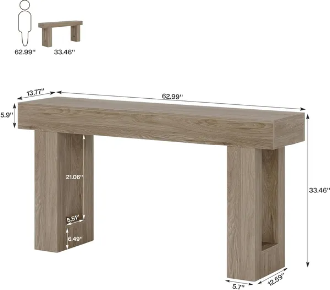 Long Console Table Wooden Rectangular Sofa Table Behind the Couch — product image 2