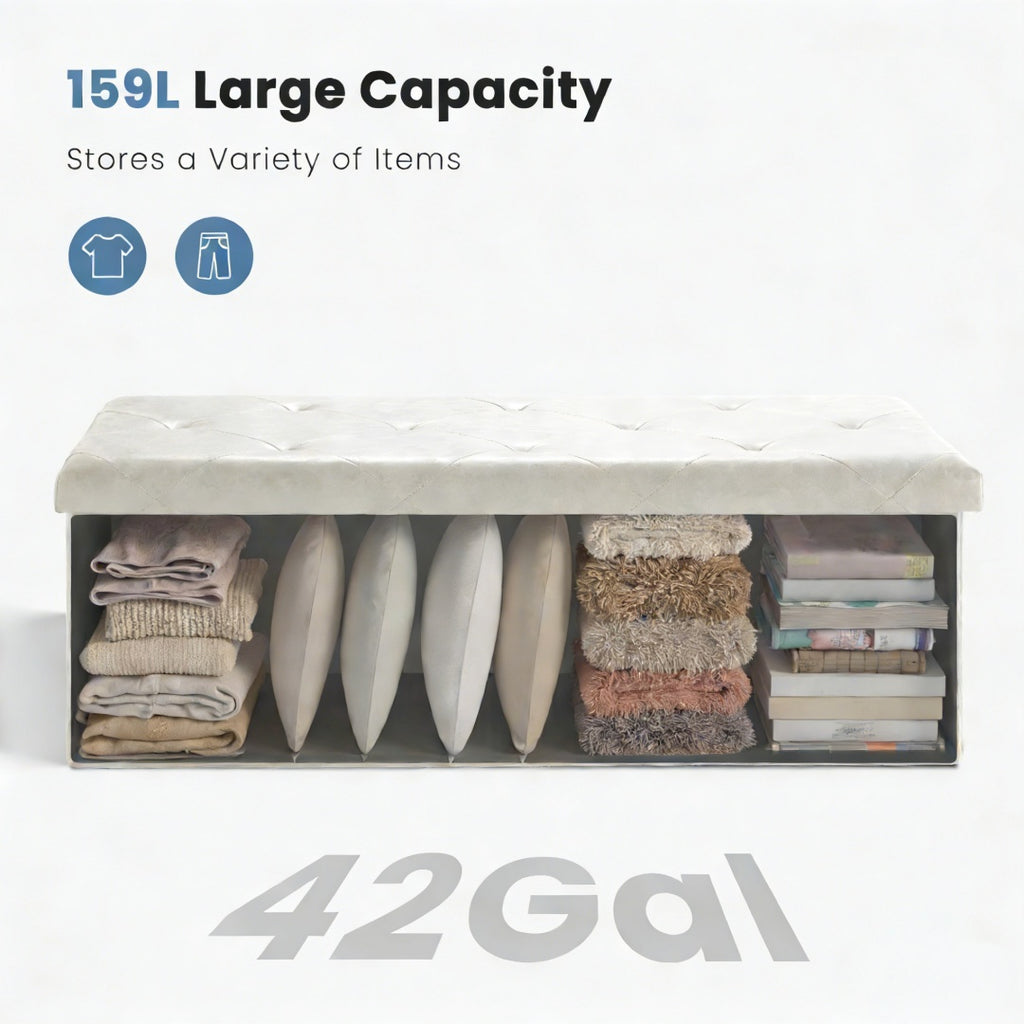 43-inch Foldable Storage Bench, Made Of PVC, With A Load Capacity Of 660 Pounds — product image 3