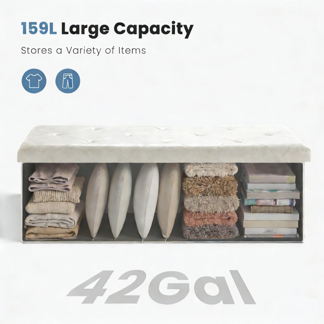 43-inch Foldable Storage Bench, Made Of PVC, With A Load Capacity Of 660 Pounds — product image 3