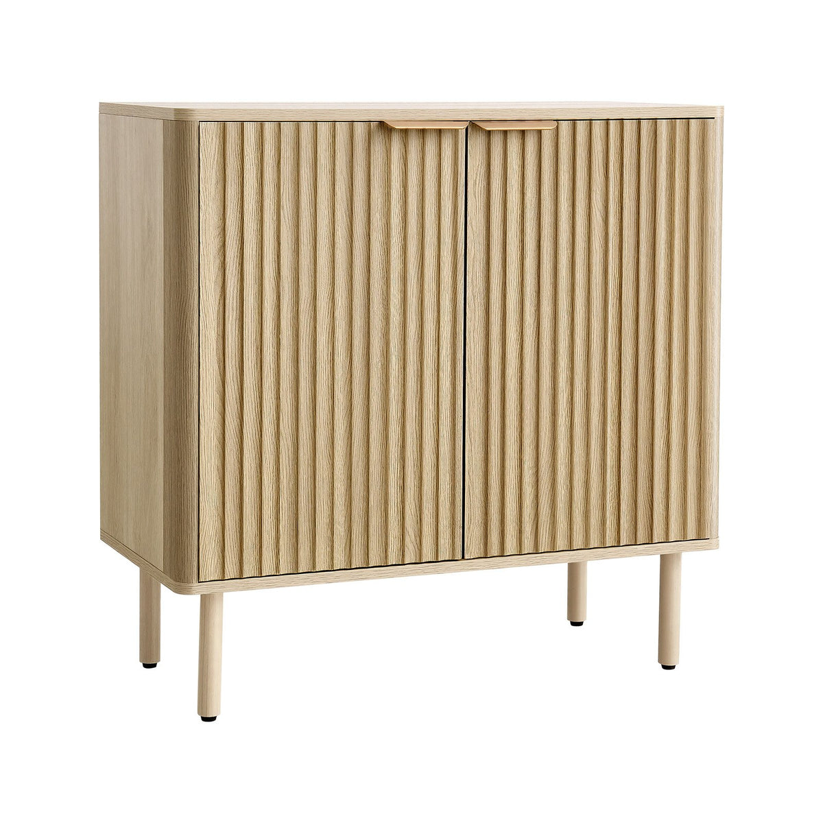 Coffee Bar Cabinet — Mid Century Fluted Coffee Bar Table with 2-Tier Storage — product image 1