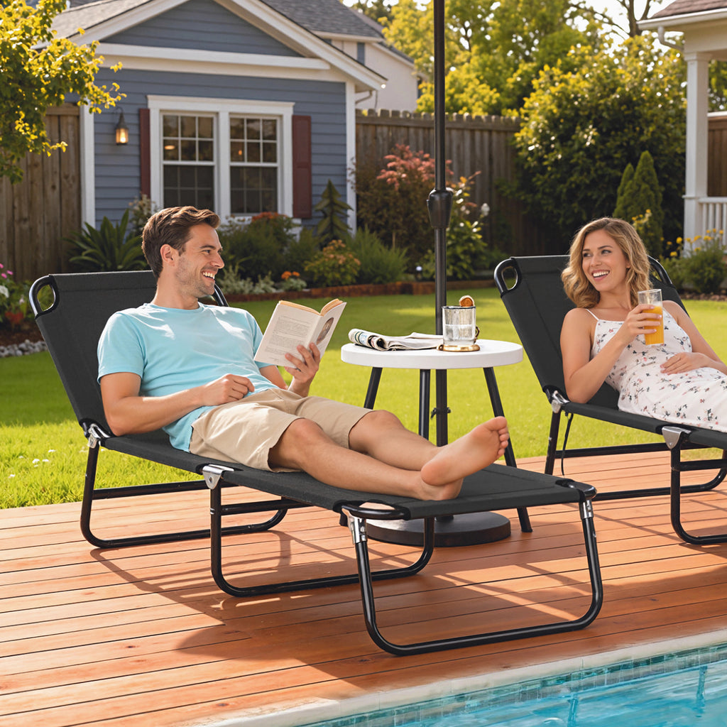 Folding Chaise Lounge Pool Chairs — Steel Frame for Beach — product image 2