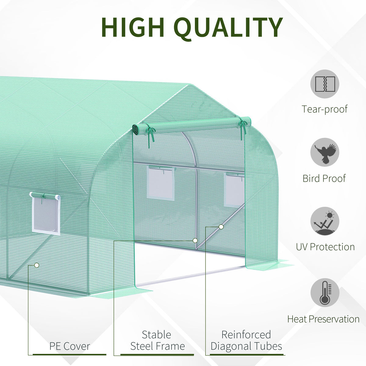Walk In Tunnel Greenhouse, Portable Outdoor Plant House with Roll Up Doors — product image 3