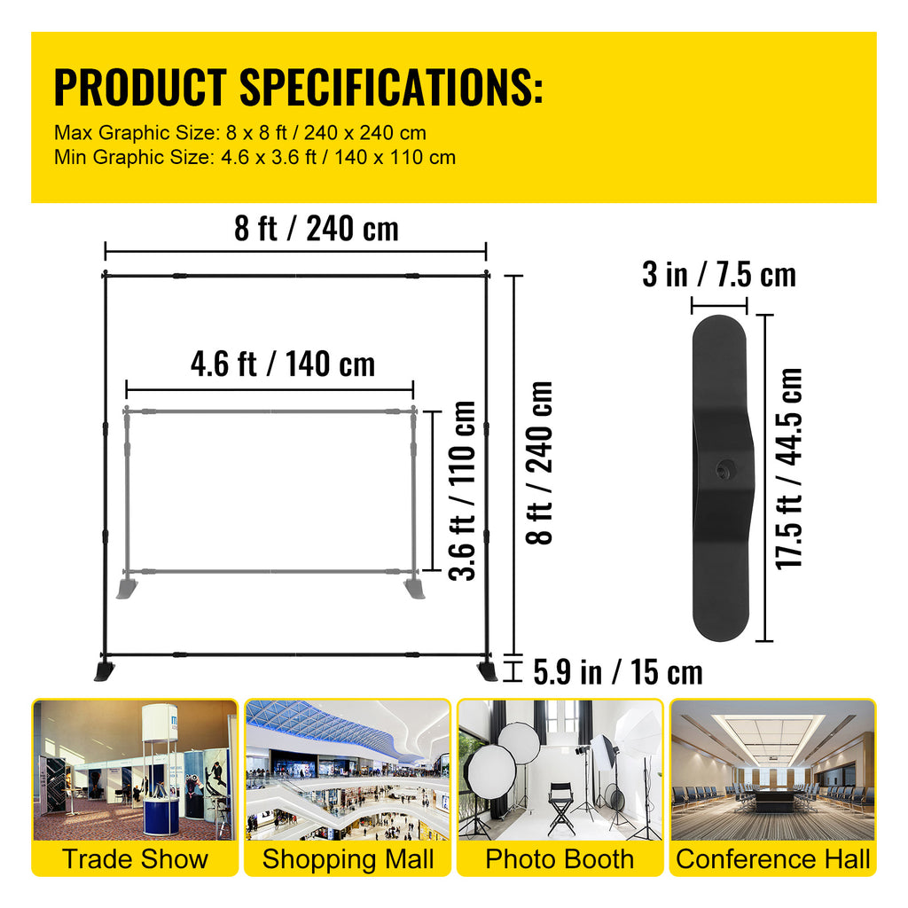 VEVOR Telescopic Backdrop Banner Stand Banner Stand Adjustable Step And Repeat Backdrop Banner Stand Retractable Banner Stand With Carrying Bag — product image 3