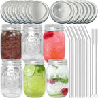 Pinkrella Seal & Sip Mason Jars 16oz - Glass Mug 6-Pack Without Handles