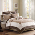 7 Piece Quilt Set with Euro Shams and Throw Pillows Beige Fullqueen — product image 1