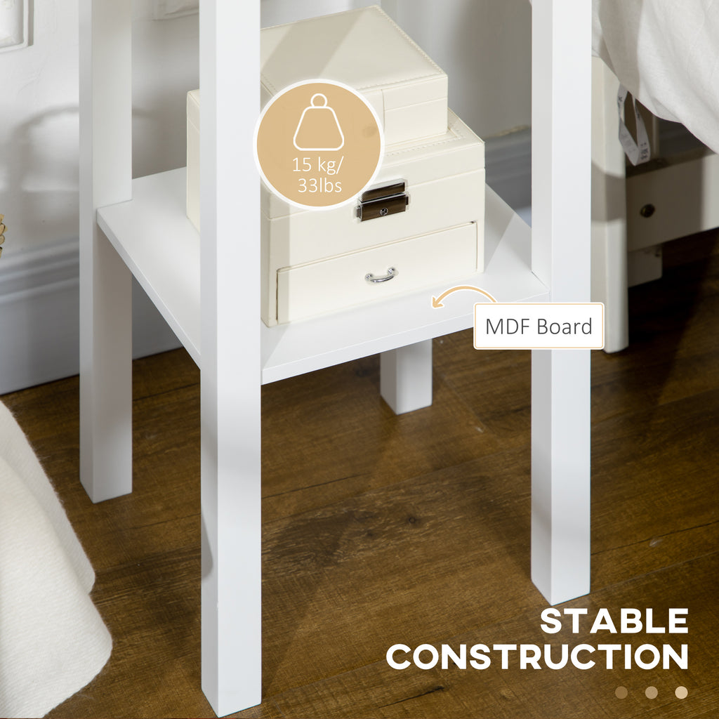 2-Tier Side Table with Drawer and Shelf, End Table for Living Room and Hallway, White — product image 3