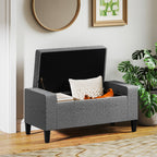 36" Ottoman with Storage, Storage Ottoman Bench with Lift Top and Rubberwood Legs, Linen Upholstered Entryway Bench with Seating for Living Room, Bedroom, Holds up to 330 lb, Gray — product image 3