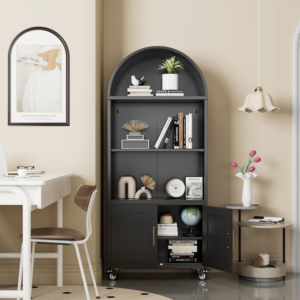 Metal Arched Bookcase with Wheels — product image 3