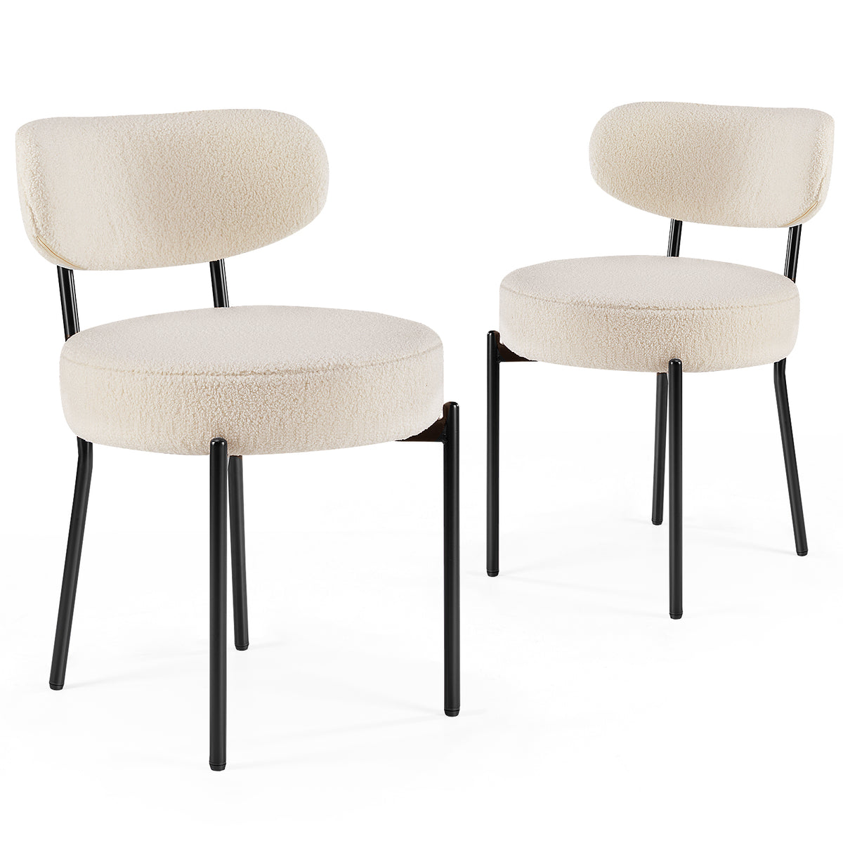 White Cushion Black Steel Frame Comfortable Dining Room Chair — product image 1
